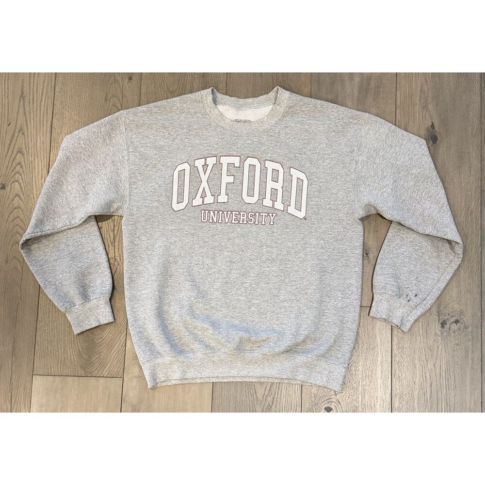 Official Oxford University Crewneck Sweatshirt Mens M Heather Grey Spell Out Top